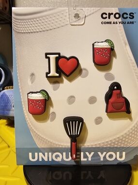 Authentic Red Drink & Heart Crocs Jibbitz